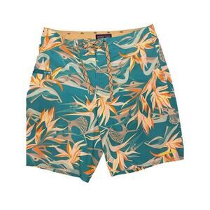Patagonia Men 29 Board Shorts Swim Shorts Trunks Blue & Orange Hawaiian Tropical